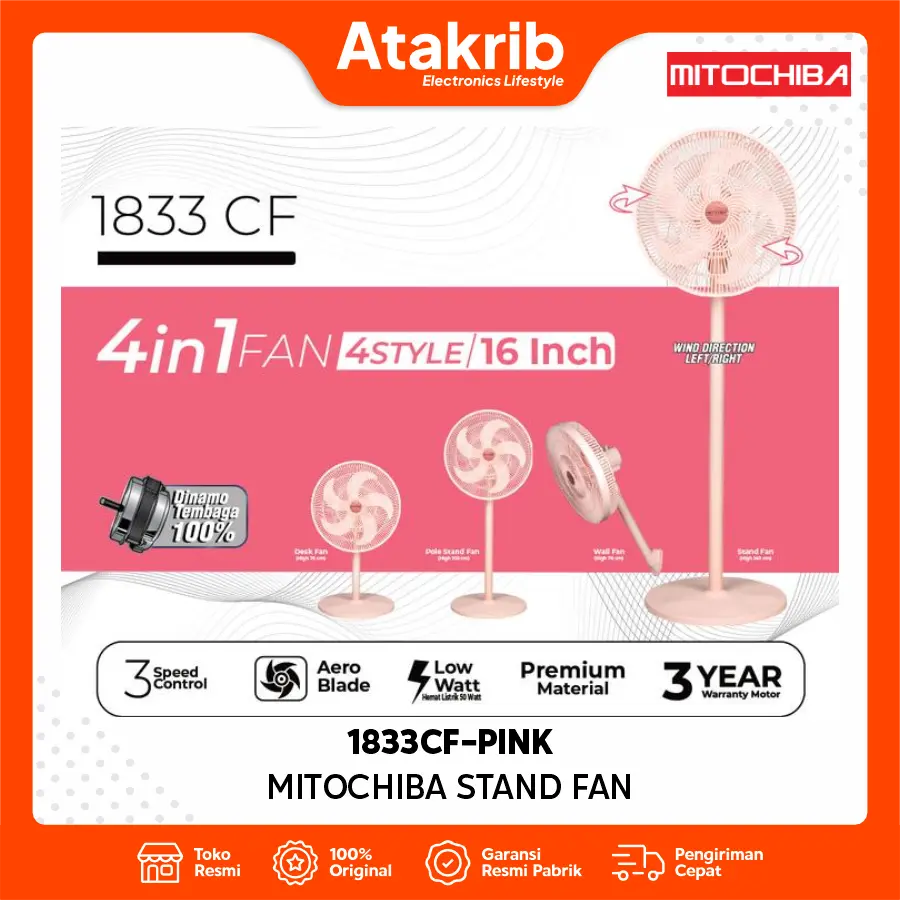 MITOCHIBA STAND FAN 1833CF-PINK