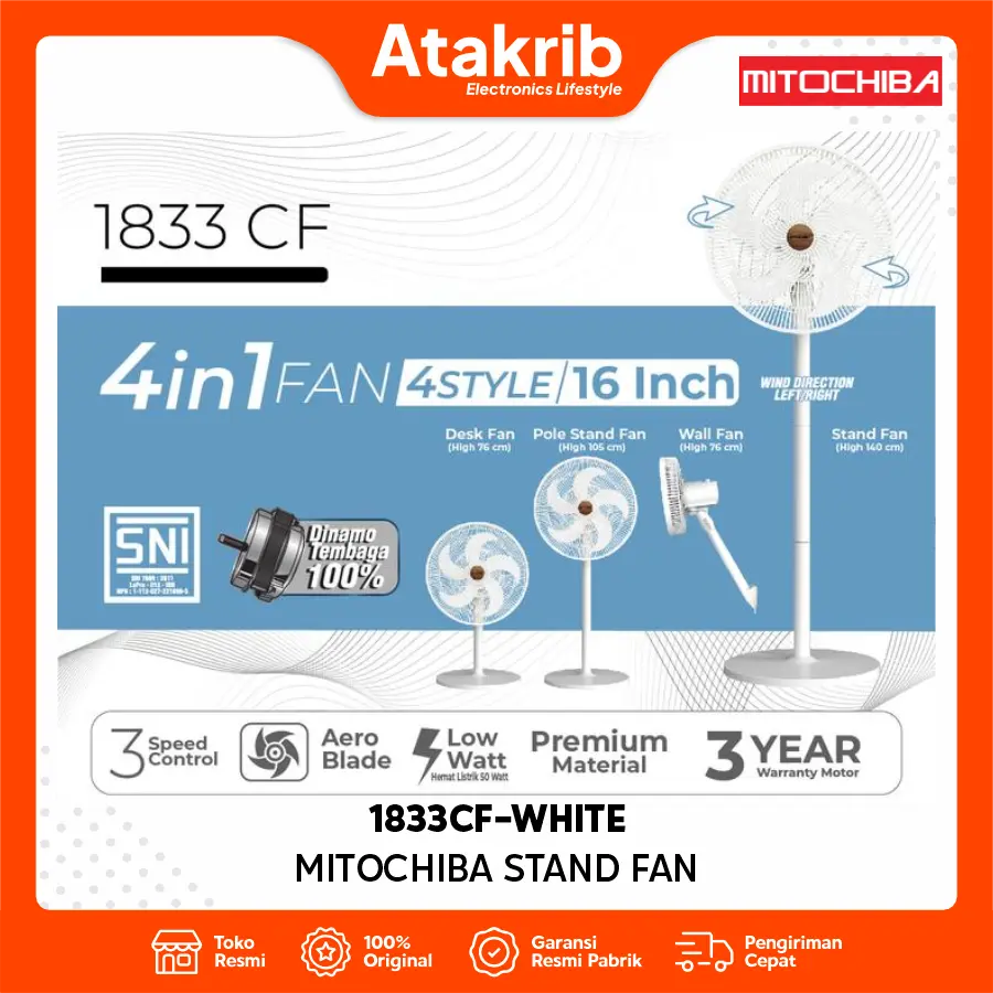 MITOCHIBA STAND FAN 1833CF-WHITE