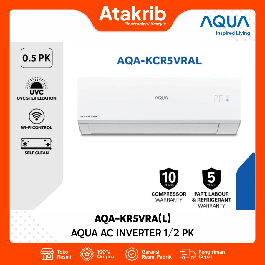 AQUA AC INVERTER 1/2 PK AQA-KR5VRA(L)