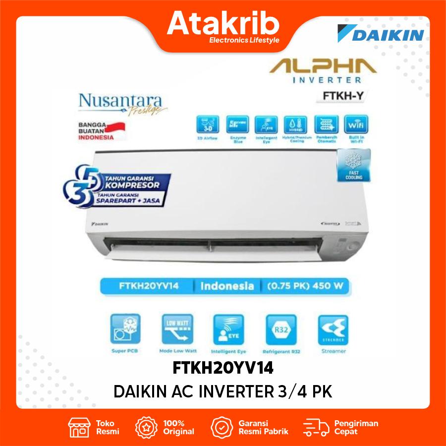 DAIKIN AC INVERTER 3/4 PK FTKH20YV14